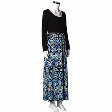 Mother Long Dress Women LomgSleeved Plus Size XXXL Casual Loose Printing Stitching Dresses Clothes vestidos CF
