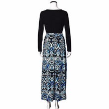 Mother Long Dress Women LomgSleeved Plus Size XXXL Casual Loose Printing Stitching Dresses Clothes vestidos CF