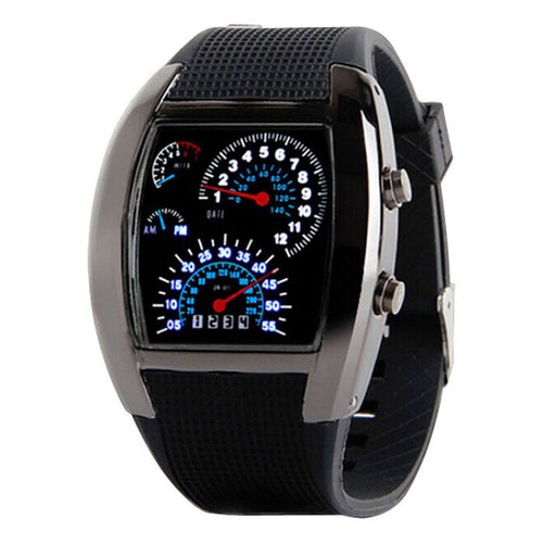 Aviation Turbo Dial Flash LED Watch Gift Men Sports wathes CF