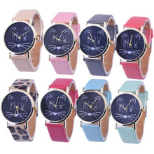 10 Styles Relojes Women Leather Bracelet Watch Gold Case Quartz Watch Laides Casual Cute Cat WristWatch Mujer Montre CF