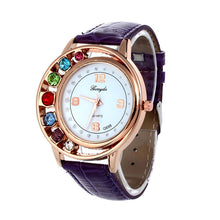 Crystal Women Ladies Girl Dress Watch Leather Bracelet Quartz Wrist Watch Casual Bling Bling Bracelets Hour CF