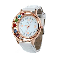 Crystal Women Ladies Girl Dress Watch Leather Bracelet Quartz Wrist Watch Casual Bling Bling Bracelets Hour CF