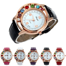 Crystal Women Ladies Girl Dress Watch Leather Bracelet Quartz Wrist Watch Casual Bling Bling Bracelets Hour CF