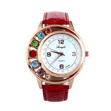 Crystal Women Ladies Girl Dress Watch Leather Bracelet Quartz Wrist Watch Casual Bling Bling Bracelets Hour CF