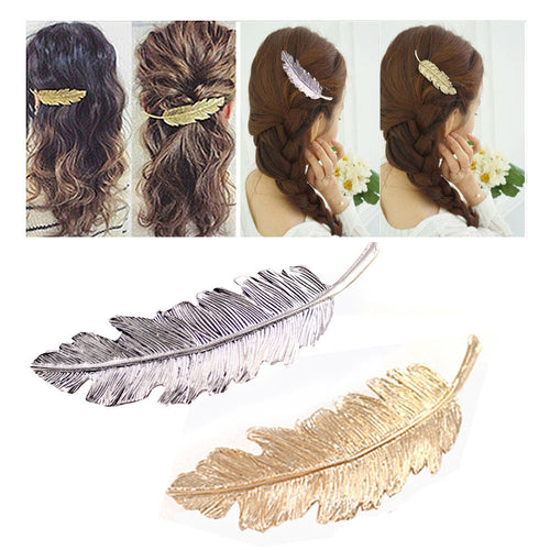 2 PCS Women Girls Leaf Hair Pins Clip Hair Claw Barrettes Accessories CF