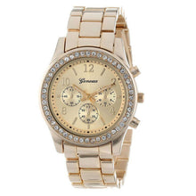 2 Pcs Geneva Watch Silver and Gold Plated Faux Chronograph Quartz Classic Round Rhinestone Crystals relogio Clock CF
