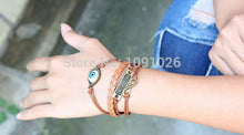 Best Friend Eye Jewelry Hemp Rope Antique Leather Pendant Bracelet Teast CF