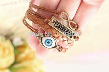 Best Friend Eye Jewelry Hemp Rope Antique Leather Pendant Bracelet Teast CF