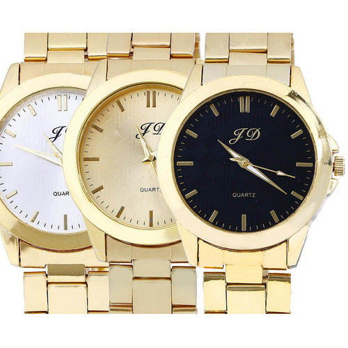 Luxury Men Watch Gold Classic Quartz Watches Sport Casual Clocks Stainless Steel Wristwatch Drop& CF