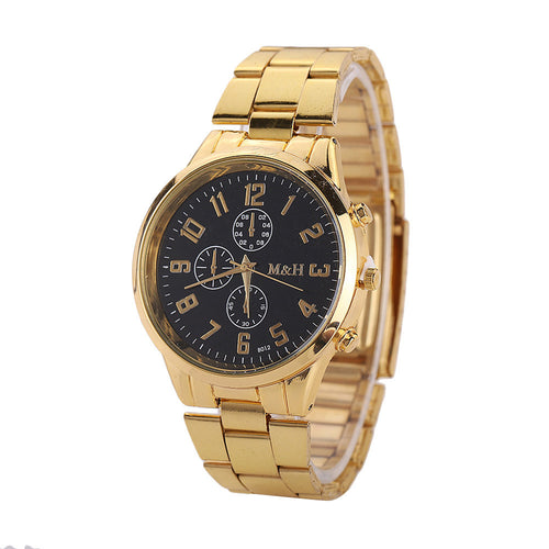 Best Deal Men's Watch Military Luxury Watches Montre Stainless Steel Sport Quartz Wrist Watch Gold CF