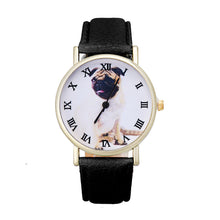 Best Selling Women Montre Leather Band Analog Quartz Vogue Wrist Watch Cute Puppy Printed Girls Gift Watch Reloj CF