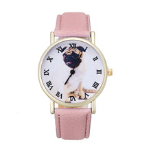 Best Selling Women Montre Leather Band Analog Quartz Vogue Wrist Watch Cute Puppy Printed Girls Gift Watch Reloj CF