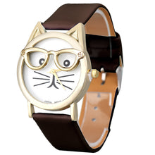 Montre Best Women Watch Cute Glasses Cat Pattern Women Analog Quartz Wrist Watch Casual Girl Bracelet Hour CF