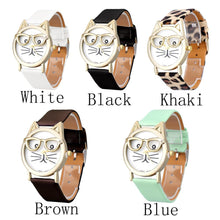 Montre Best Women Watch Cute Glasses Cat Pattern Women Analog Quartz Wrist Watch Casual Girl Bracelet Hour CF