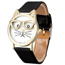 Montre Best Women Watch Cute Glasses Cat Pattern Women Analog Quartz Wrist Watch Casual Girl Bracelet Hour CF