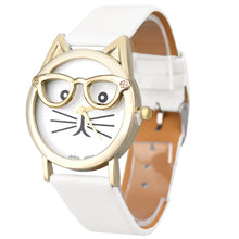 Montre Best Women Watch Cute Glasses Cat Pattern Women Analog Quartz Wrist Watch Casual Girl Bracelet Hour CF