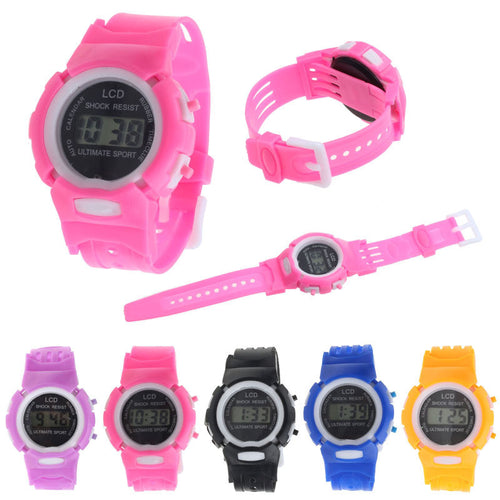 Kids Student Time Clock Electronic Digital Watch LCD Display Teenager Wristwatch Gifts for Your Girls Boys CF