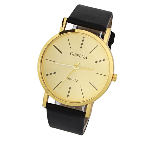 Geneva Watch Gold Watches Women Men Dress Watch Casual Simple Table Quartz Wrist Watch #H802 CF