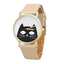 Cute Cat Print Reloj Women Men Leather Watch Analog Quartz Dial Wrist Watch Casual Sport Relogio Mujer Hour CF