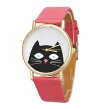 Cute Cat Print Reloj Women Men Leather Watch Analog Quartz Dial Wrist Watch Casual Sport Relogio Mujer Hour CF