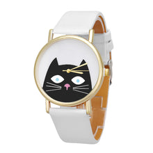 Cute Cat Print Reloj Women Men Leather Watch Analog Quartz Dial Wrist Watch Casual Sport Relogio Mujer Hour CF