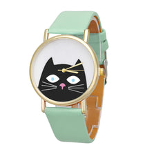 Cute Cat Print Reloj Women Men Leather Watch Analog Quartz Dial Wrist Watch Casual Sport Relogio Mujer Hour CF