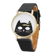 Cute Cat Print Reloj Women Men Leather Watch Analog Quartz Dial Wrist Watch Casual Sport Relogio Mujer Hour CF