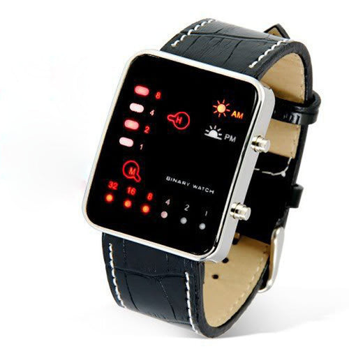 Men's Digital Watch Red Led Business Men Watches Leather Boy Casual Sports Reloj Relogio Men's Best Gift CF