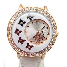 leather strap butterfly watches women rhinestone watches women dress watches quartz watch Jewellery Gifts CF