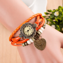 Montre Women's Watch Quartz Weave Leather Bracelet Lady Girl Dress Wrist Watch Vintage Clock CF