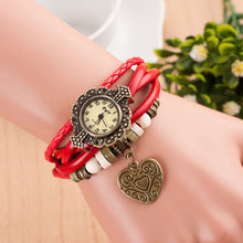 Montre Women's Watch Quartz Weave Leather Bracelet Lady Girl Dress Wrist Watch Vintage Clock CF