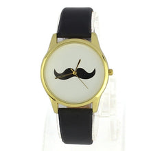 British Style Mustache Leather Band Quartz Watches Men Luxury Dress& Casual Clocks CF