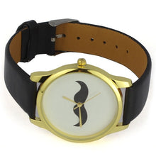 British Style Mustache Leather Band Quartz Watches Men Luxury Dress& Casual Clocks CF