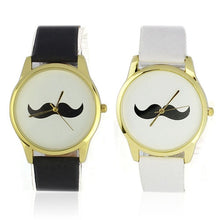 British Style Mustache Leather Band Quartz Watches Men Luxury Dress& Casual Clocks CF