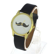 British Style Mustache Leather Band Quartz Watches Men Luxury Dress& Casual Clocks CF