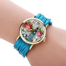 Ladies Leather Crystal Rhinestone Watches Women Beauty Print Quartz Wristwatch Hours Reloj Mujer Bracelet Watch CF
