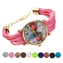 Ladies Leather Crystal Rhinestone Watches Women Beauty Print Quartz Wristwatch Hours Reloj Mujer Bracelet Watch CF