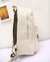 Lady Backpacks Cute Girls Lace Canvas Backpack Bag Schoolbag Bookbag White Black Elegant CF