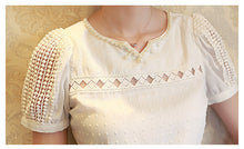 & Lady Women Blouses Lace Short Sleeve Shirt Doll Sexy Chiffon Blouse Tops Mujer Plus Blusa CF