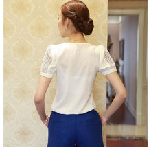 & Lady Women Blouses Lace Short Sleeve Shirt Doll Sexy Chiffon Blouse Tops Mujer Plus Blusa CF