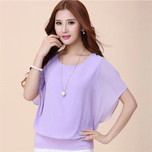 New Short-sleeved T Shirt Large Size Women's Summer O-neck Chiffon Batwing Sleeve T-shirt Female Casual Top 31076 SM6