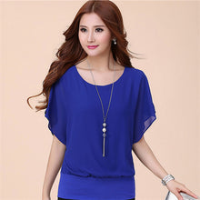 New Short-sleeved T Shirt Large Size Women's Summer O-neck Chiffon Batwing Sleeve T-shirt Female Casual Top 31076 SM6