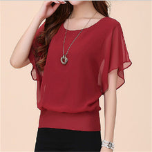 New Short-sleeved T Shirt Large Size Women's Summer O-neck Chiffon Batwing Sleeve T-shirt Female Casual Top 31076 SM6