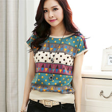 New Summer T Shirt Loose Plus Size S-4XL Women Retro Printed Short-sleeved T-shirt Women Batwing Sleeve Top 31068 SM6