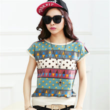 New Summer T Shirt Loose Plus Size S-4XL Women Retro Printed Short-sleeved T-shirt Women Batwing Sleeve Top 31068 SM6
