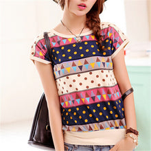 New Summer T Shirt Loose Plus Size S-4XL Women Retro Printed Short-sleeved T-shirt Women Batwing Sleeve Top 31068 SM6