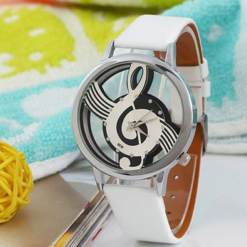 Cool Watch Retro Vogue Women Watches Note Music Notation Leather Quartz Wristwatch Lady Girls Clock Hour Happy Gift CF