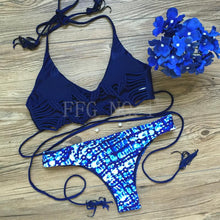 Beach Push up bikini women Bling swimsuit sexy Leopard bathing suit swimwear Deep V-shaped Bandeau bikini set B13 CF