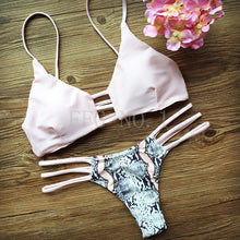 Beach Push up bikini women Bling swimsuit sexy Leopard bathing suit swimwear Deep V-shaped Bandeau bikini set B13 CF