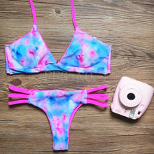 Beach Push up bikini women Bling swimsuit sexy Leopard bathing suit swimwear Deep V-shaped Bandeau bikini set B13 CF